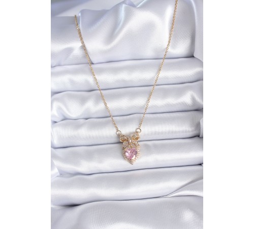 316L Çelik Gold Zincir Pembe Kristal Kalp Model Zirkon Taşlı Kurdele Model Kadın Kolye - TJ-BKO7745 316L Çelik Gold Zincir Pembe Kristal Kalp Model Zirkon Taşlı Kurdele Model Kadın Kolye - TJ-BKO7745