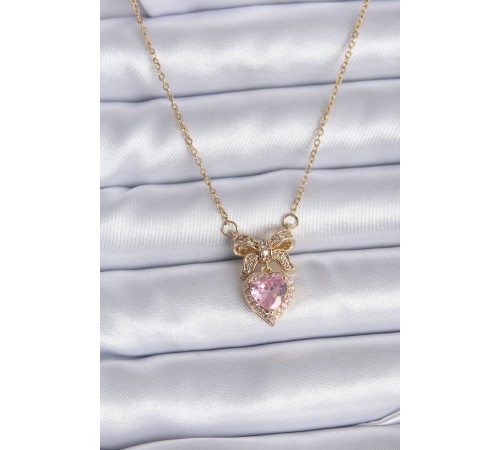 316L Çelik Gold Zincir Pembe Kristal Kalp Model Zirkon Taşlı Kurdele Model Kadın Kolye - TJ-BKO7745 316L Çelik Gold Zincir Pembe Kristal Kalp Model Zirkon Taşlı Kurdele Model Kadın Kolye - TJ-BKO7745