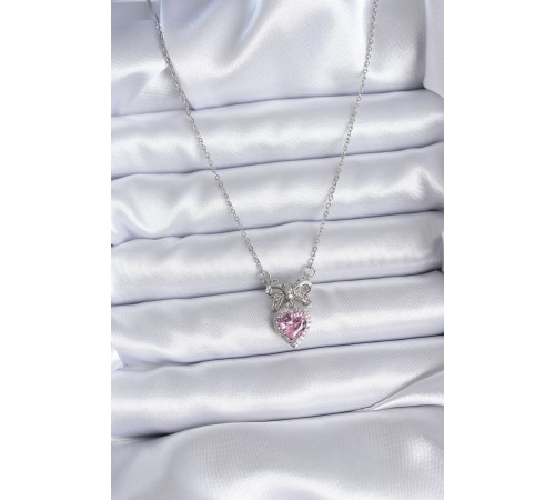 316L Çelik Gümüş Renk Zincir Pembe Kristal Kalp Zirkon Taşlı Kurdele Model Kadın Kolye - TJ-BKO7746 316L Çelik Gümüş Renk Zincir Pembe Kristal Kalp Zirkon Taşlı Kurdele Model Kadın Kolye - TJ-BKO7746
