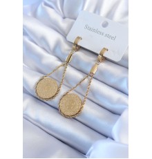 316L Çelik Gold Renk Çyrek Model Kadın Küpe - TJ-BKP8016