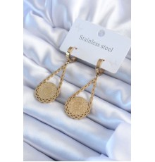 316L Çelik Gold Renk Çyrek Model Kadın Küpe - TJ-BKP8019