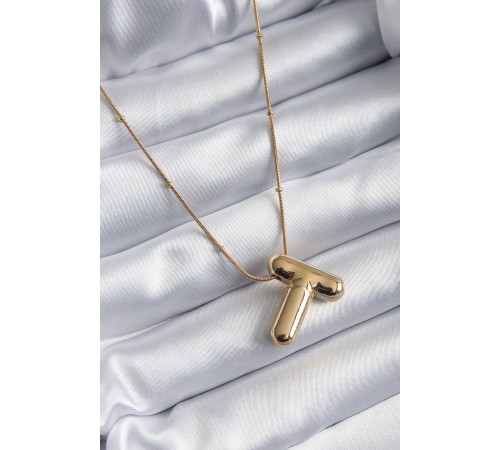 316L Çelik Gold Renk Bubble "T" Harf Model Kadın Kolye - TJ-BKO7955 316L Çelik Gold Renk Bubble "T" Harf Model Kadın Kolye - TJ-BKO7955