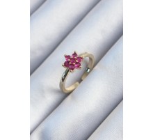Pirinç Gold Renk Pembe Zirkon Taşlı Lotus Model Kadın Yüzük - TJ-BYK2904