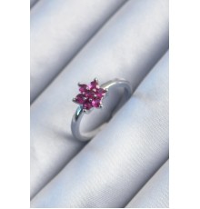 Pirinç Gümüş Renk Pembe Zirkon Taşlı Lotus Model Kadın Yüzük - TJ-BYK2905