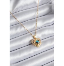 316L Çelik Gold Renk Zirkon Taşlı Kalp Galaksi Model Kadın Kolye - TJ-BKO8114