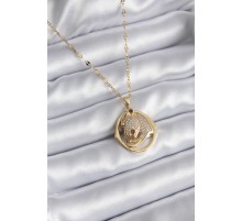 316L Çelik Gold Renk Zirkon Taşlı Puma Model Kadın Kolye - TJ-BKO8178