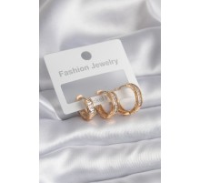 Pirinç Gold Renk Zirkon Taşlı Halka Model Kadın Küpe - TJ-BKP8281