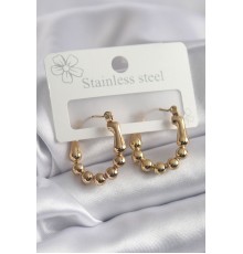 316L Çelik Gold Renk Topçuk Halka Model Kadın Küpe - TJ-BKP8301