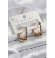 316L Çelik Gold Renk İşleme Detay Halka Kadın Küpe - TJ-BKP8302