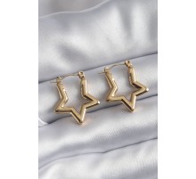 316L Çelik Gold Renk Yıldız Model Kadın Küpe - TJ-BKP8306