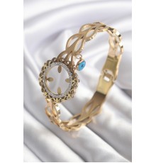 316L Çelik Gold Renk Zirkon Taş Sonsuzluk Detay Çeyrek Altın Takılabilir Kadın Kelepçe - TJ-BB5763