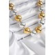 316L Çelik Gümüş Gold Renk Top Model Kadın Kolye - TJ-BKO8206
