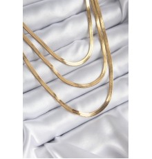 316L Çelik Gold Renk 3'lü İtalyan Zincir Model Kadın Kolye - TJ-BKO8207