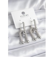 Pirinç Gümüş Renk Zirkon Taşlı Tiffany Model VIP Seri Kadın Küpe - TJ-BKP8335