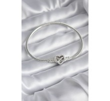 Pirinç Gümüş Renk Zirkon Taşlı Kalp Sonsuzluk Model Charm Kadın Bileklik - TJ-BB5796