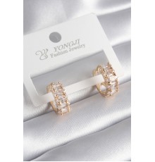 Pirinç Gold Renk Zirkon Taşlı Kadın Küpe - TJ-BKP8376