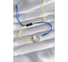Sarı Lacivert İp Model Gümüş Ay Yıldız Figür Zirkon Taş Detay Unisex Model Bileklik - TJ-BB5808