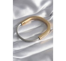 316L Çelik Gold Gümüş Renk Zirkon Taşlı Tiffany VIP Seri Kadın Kelepçe - TJ-BB5841