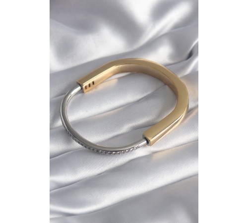 316L Çelik Gold Gümüş Renk Zirkon Taşlı Tiffany VIP Seri Kadın Kelepçe - TJ-BB5841