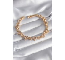 316L Çelik Gold Renk Zirkon Taşlı Kalp Model VIP Seri Kadın Bileklik - TJ-BB5847