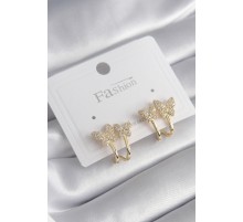 Pirinç Gold Renk Zirkon Taşlı Kelebek Model Kadın Küpe - TJ-BKP8424