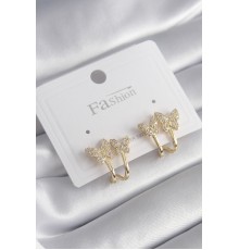Pirinç Gold Renk Zirkon Taşlı Kelebek Model Kadın Küpe - TJ-BKP8424