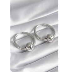 Pirinç Gümüş Renk Halka Top Model Kadın Küpe - TJ-BKP8500