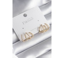 Pirinç Gümüş Renk Zirkon Taşlı Çatal Model Kadın Küpe - TJ-BKP8511