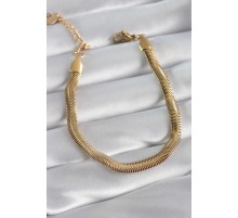 316L Çelik Gold Renk Kalın İtalyan Zincir Model Kadın Bileklik - TJ-BB5895