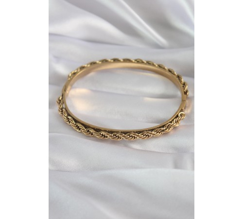 316L Çelik Gold Renk Burgu Zincir Model Kadın Kelepçe - TJ-BB5904
