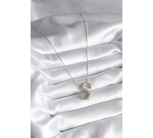 316L Çelik Gümüş Renk Bubble "S" Harf Model Kadın Kolye - TJ-BKO8306 316L Çelik Gümüş Renk Bubble "S" Harf Model Kadın Kolye - TJ-BKO8306