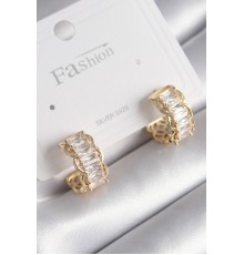 Pirinç Gold Renk Zirkon Taşlı Kadın Küpe - TJ-BKP8627