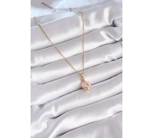 316L Çelik Gold Renk Pembe Kalp Model Kadın Kolye - TJ-BKO8317 316L Çelik Gold Renk Pembe Kalp Model Kadın Kolye - TJ-BKO8317