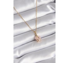 316L Çelik Gold Renk Pembe Kalp Model Kadın Kolye - TJ-BKO8317