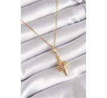 316L Çelik Gold Renk Zirkon Taşlı Kutup Yıldızı Model Kadın Kolye - TJ-BKO8331