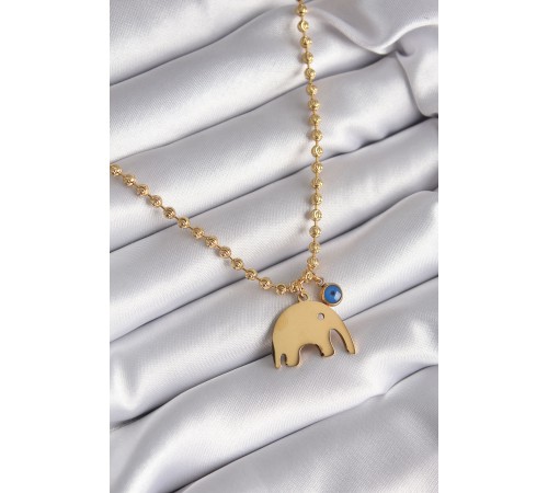 316L Çelik Gold Renk Top Zincir Model Fil Figür Nazar Boncuk Detay Kadın Kolye - TJ-BKO8342 316L Çelik Gold Renk Top Zincir Model Fil Figür Nazar Boncuk Detay Kadın Kolye - TJ-BKO8342