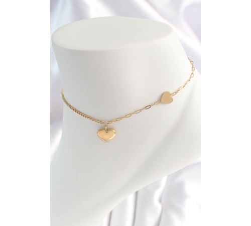 316L Çelik Gold Renk Kalp Model Kadın HalHal - TJ-HH1526