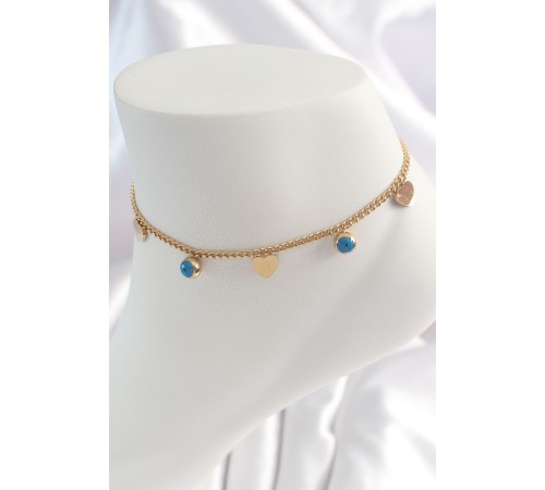 316L Çelik Gold Renk Zincir Model Kalp Figür Nazar Boncuk Detay Kadın HalHal - TJ-HH1528 316L Çelik Gold Renk Zincir Model Kalp Figür Nazar Boncuk Detay Kadın HalHal - TJ-HH1528