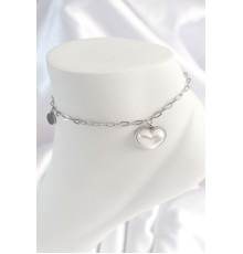 316l çelik Gümüş Renk Zincir Model 3d Kalp Beyaz Kalp Figür Kadın Halhal - Tj-hh1529