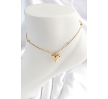 316L Çelik Gold Renk Minimal Topçuk Detay Kalp Figür Kadın HalHal - TJ-HH1532