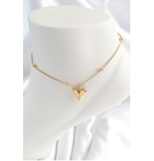 316L Çelik Gold Renk Minimal Topçuk Detay Kalp Figür Kadın HalHal - TJ-HH1532