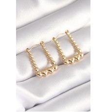 316L Çelik Gold Renk Kare Kalp Model Kadın Küpü - TJ-BKP8638