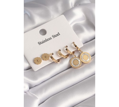 316L Çelik Gold Renk Sedefli Lotus Model Kadın Küpe Seti - TJ-BKP8650 316L Çelik Gold Renk Sedefli Lotus Model Kadın Küpe Seti - TJ-BKP8650