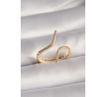 Pirinç Gold Renk Zirkon Taşlı Kadın Yüzük - TJ-BYK3094