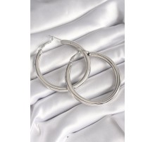 Pirinç Gümüş Renk Halka Model Kadın Küpe - TJ-BKP8701