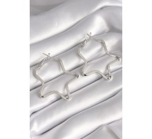 Pirinç Gümüş Renk Yıldız Model Kadın Küpe - TJ-BKP8709