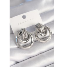 Pirinç Gümüş Renk Sarmal Halka Model Kadın Küpe - TJ-BKP8724