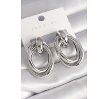 Pirinç Gümüş Renk Oval Sarmal Model Kadın Küpe - TJ-BKP8728