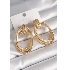Pirinç Gold Renk Oval Model Kadın Küpe - TJ-BKP8729