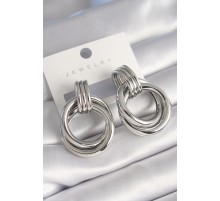 Pirinç Gümüş Renk Halka Model Kadın Küpe - TJ-BKP8738